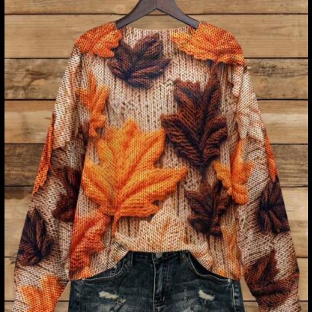 Autumn Leaf Print Sweater